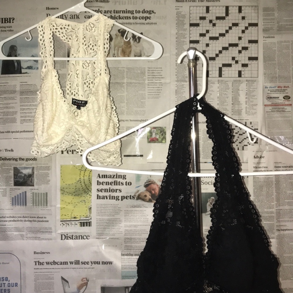 Black And Creme/Off White Lace Bralettes